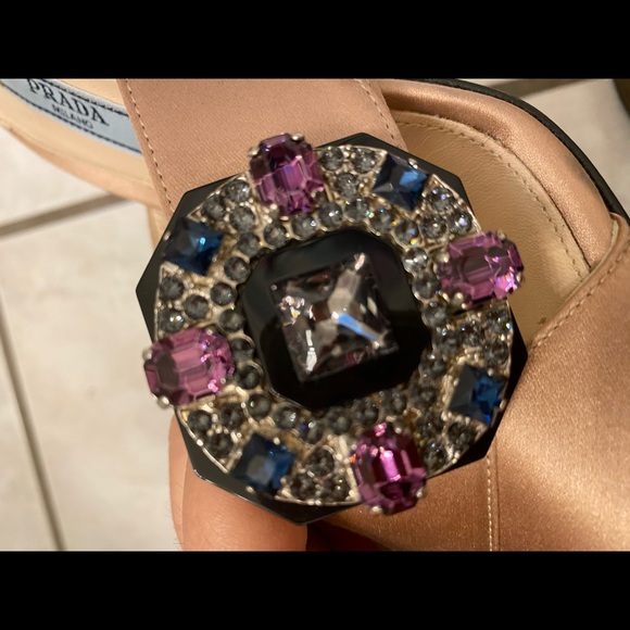 Prada Embellished Satin Sandals - Picture 5 of 6